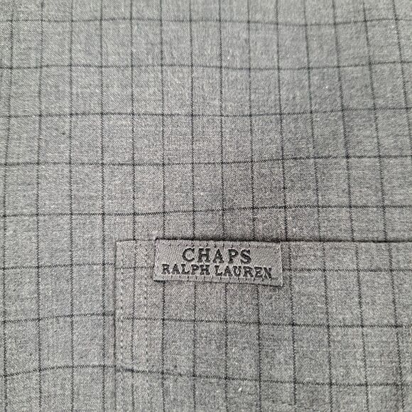 Chaps Ralph Lauren VTG Men’s Long Sleeve Button Up Shirt Gray Windowpane Large - Picture 5 of 10